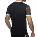 AD Fetish Mesh Striped T-Shirt - Black - White