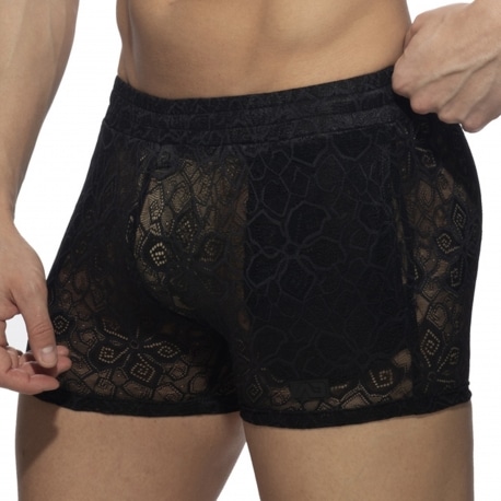 Addicted Flowery Lace Shorts - Black