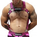 Breedwell Harnais Body Hybred Noir - Rose Fluo