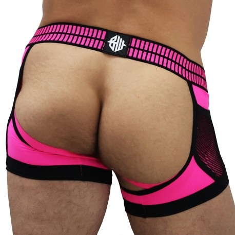 Manstore Sheer Crop Top Hot Pink 2-12305-3203 at International Jock