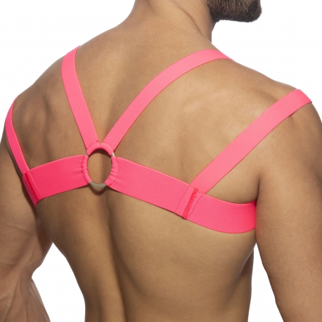 AD Fetish Neon Multi Band Harness - Neon Pink