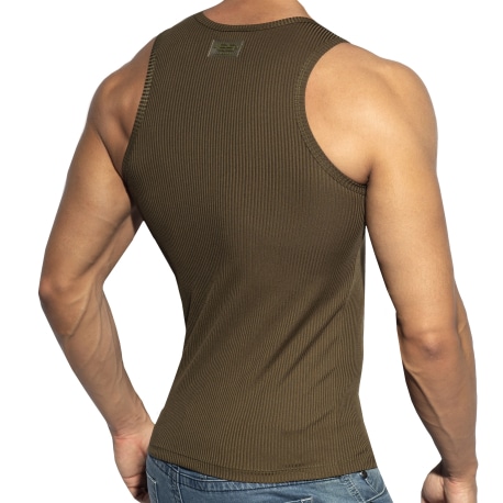 ES Collection Recycled Rib Sports Tank Top - Khaki