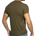 ES Collection Recycled Rib V-Neck T-Shirt - Khaki