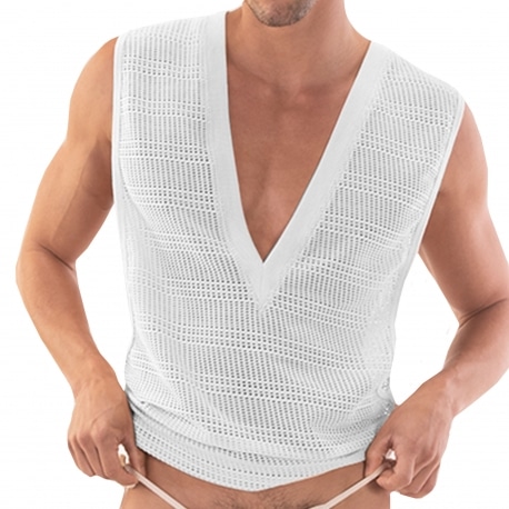 Mayo Mesh Tank Top - White