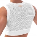 Barcode Luz Mesh Crop Top - White