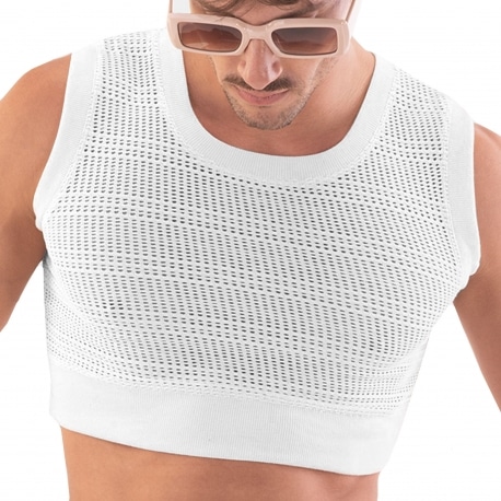 Luz Mesh Crop Top - White