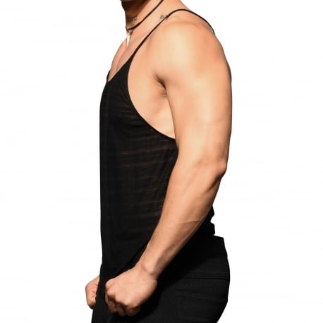 Andrew Christian Unleashed Ring Burnout Tank Top - Black