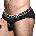 Andrew Christian Almost Naked Glam Plush Stripe Briefs - Black