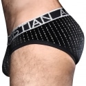 Andrew Christian Almost Naked Glam Plush Stripe Briefs - Black