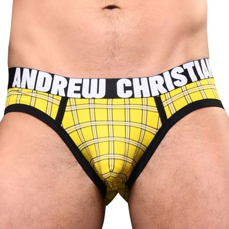 Andrew Christian Almost Naked Plaid Briefs - Yellow