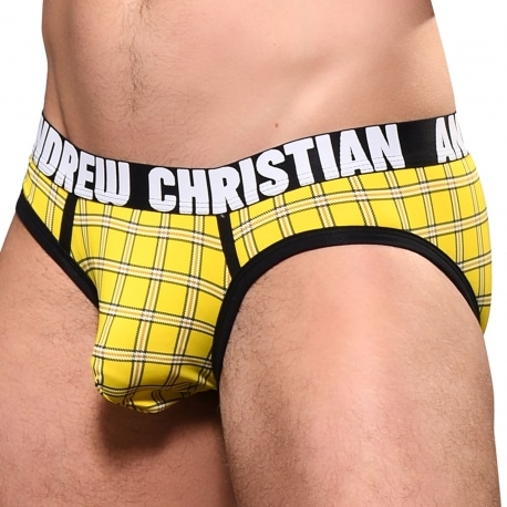 Andrew Christian Almost Naked Plaid Briefs - Yellow