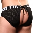 Andrew Christian Almost Naked FUKR Lace Back Mesh Briefs - Black