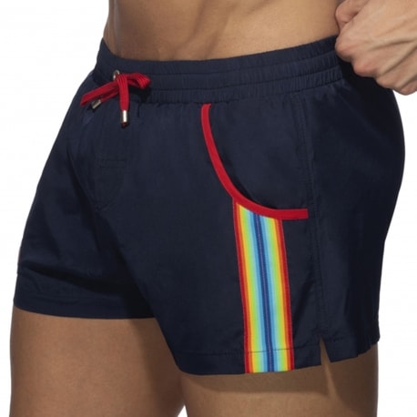 Addicted Rainbow Tape Swim Shorts - Navy