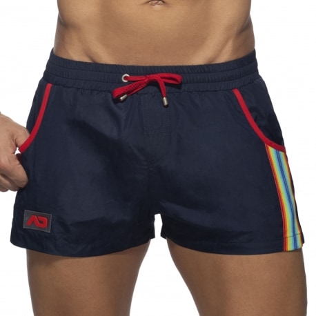 Addicted Rainbow Tape Swim Shorts - Navy