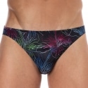 Sweet Banana Hibiscus Swim Briefs - Black