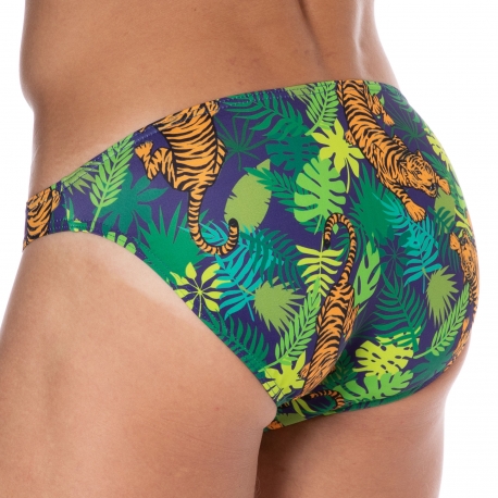 Sweet Banana Palms & Tigers Swim Briefs - Green