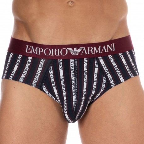 Emporio Armani All Over Logo Briefs - Navy