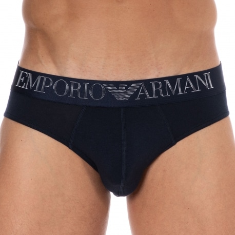 Emporio Armani Rubber Pixel Logo Briefs - Navy