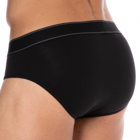 Emporio Armani Yarn Dyed Cotton Briefs - Black