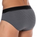 Emporio Armani Yarn Dyed Cotton Briefs - Charcoal Stripe