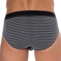 Emporio Armani Yarn Dyed Cotton Briefs - Charcoal Stripe