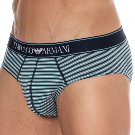 Emporio Armani Yarn Dyed Cotton Briefs - Arctic Stripe