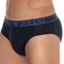 Emporio Armani Mixed Waistband Cotton Briefs - Navy