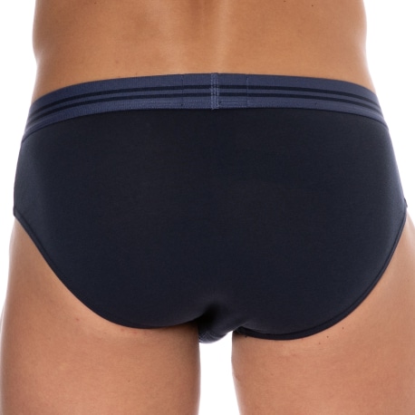 Emporio Armani Slip Mixed Waistband Coton Bleu Marine