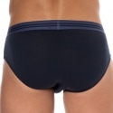 Emporio Armani Mixed Waistband Cotton Briefs - Navy