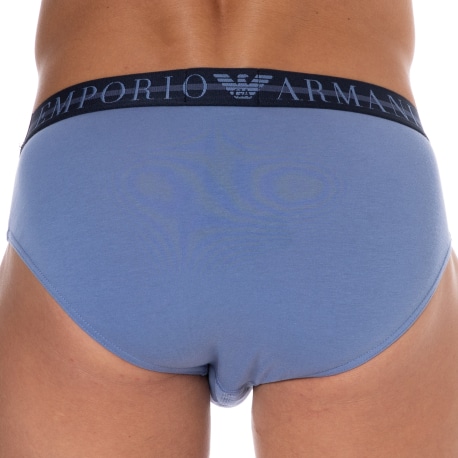 Emporio Armani Slip Mixed Waistband Coton Bleu Oxford