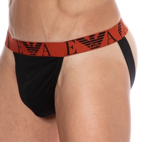 Emporio Armani Bold Monogram Cotton Jock - Black - Red