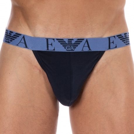 Emporio Armani Bold Monogram Cotton Jock - Navy - Blue