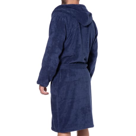 Emporio Armani Micro Sponge Bathrobe with Hood - Ink Blue