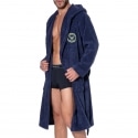 Emporio Armani Micro Sponge Bathrobe with Hood - Ink Blue