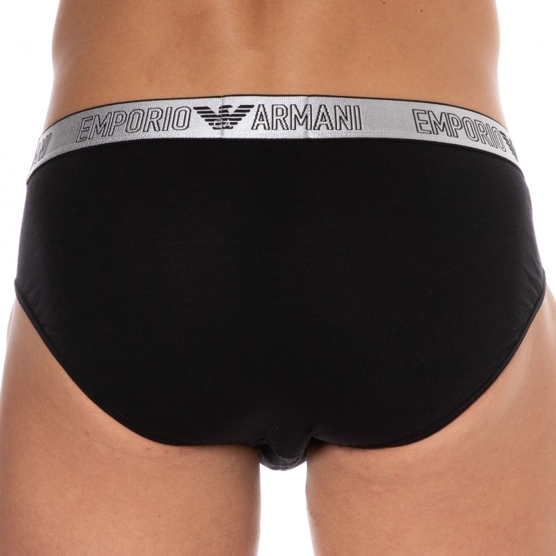 Armani Exchange Emporio Armani Bodywear 3 Pack Brief With Colorful  Waistbands In Black