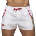 Addicted Rainbow Tape Swim Shorts - White