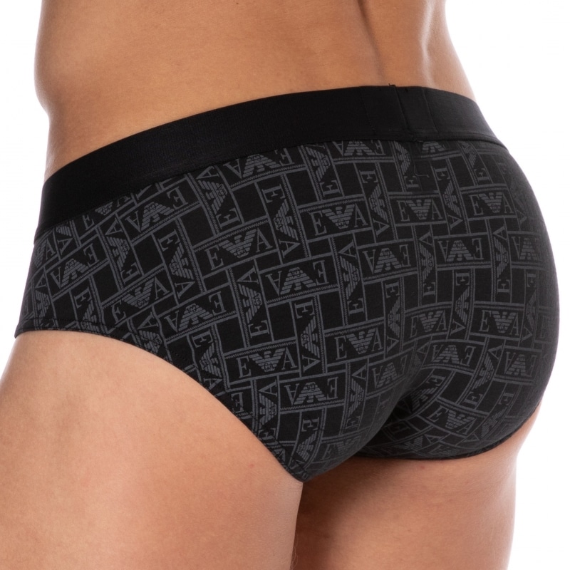 Emporio Armani All Over Logo Briefs - Black