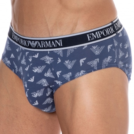 Emporio Armani Core Logoband Cotton Briefs - Indigo Blue - Logo