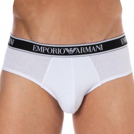 Emporio Armani Core Logoband Cotton Briefs - White