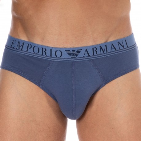 Emporio Armani Slip Mixed Waistband Coton Bleu Indigo