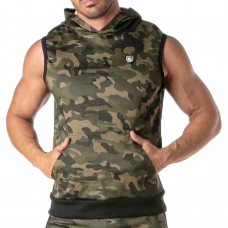 TOF Paris Army Sleeveless Hoodie - Camouflage