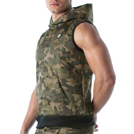 TOF Paris Veste à Capuche Militaire Camouflage