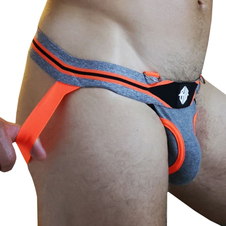 Breedwell Jock Strap New Wave Gris - Orange Fluo