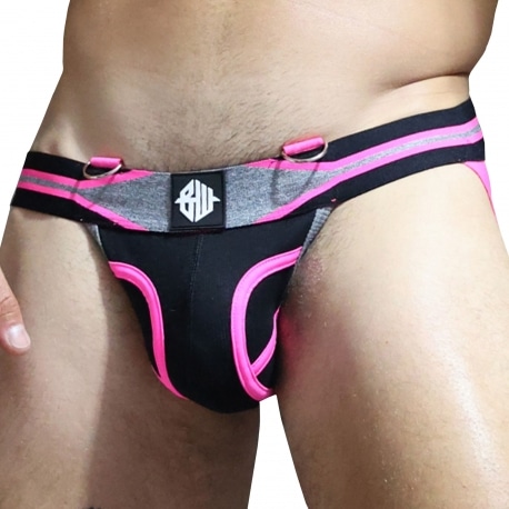 Breedwell New Wave Jock - Black - Neon Pink