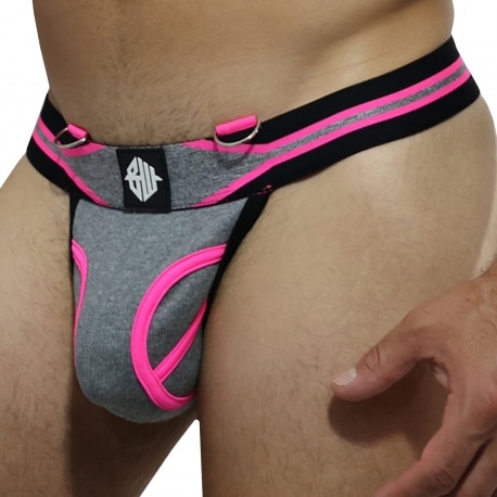 Breedwell New Wave Thong - Grey - Neon Pink