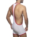 Addicted Rainbow Tape Wrestling Singlet - White