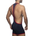 Addicted Rainbow Tape Wrestling Singlet - Navy