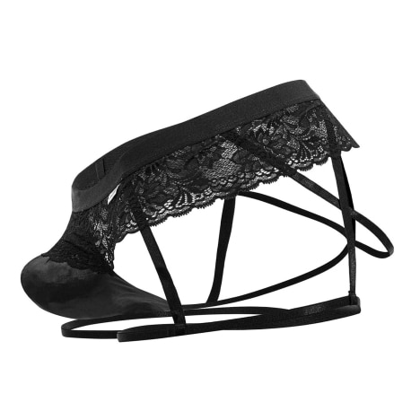 CandyMan Lace Garter Jockstrap - Black