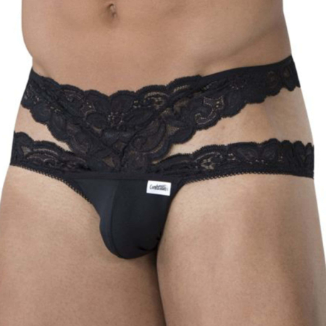 CandyMan Lace Double Bikini Briefs - Black