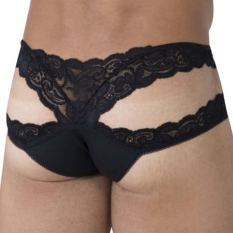 CandyMan Lace Double Bikini Briefs - Black